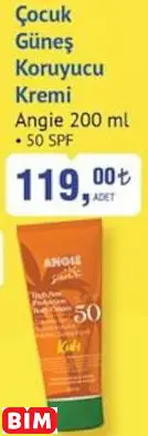 ANGİE  ÇOCUK GÜNEŞ KORUYUCU KREMİ